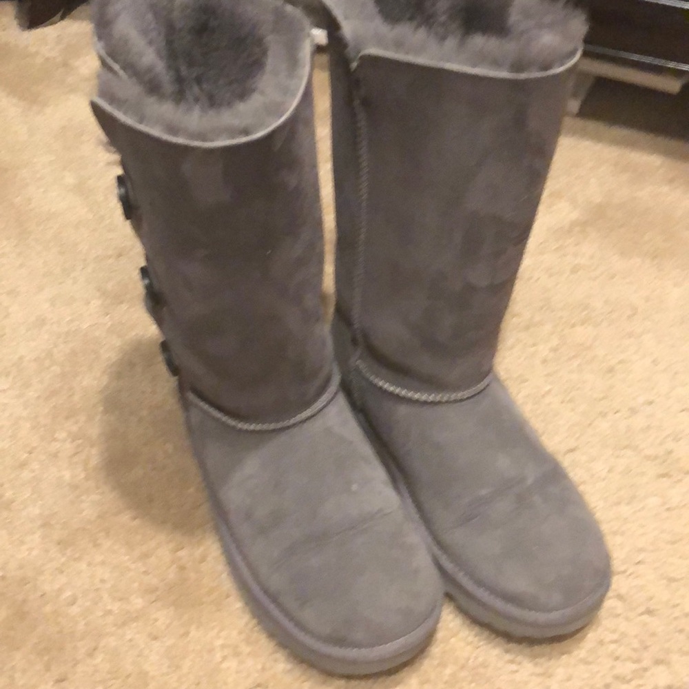 Gray button up ugg boots